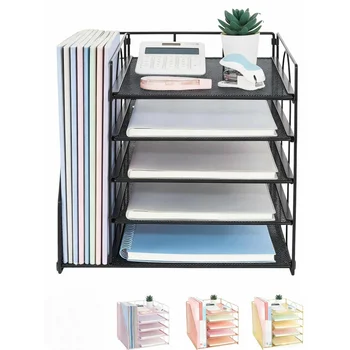 Organizzatore da Scrivania a 5 Livelli, Portadocumenti Multilivello, Scatola Portaoggetti, Portadocumenti, Scaffale per Archivio, Forniture Essenziali per l'Ufficio