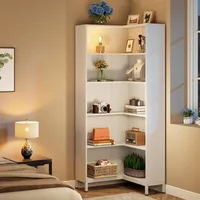 71-Inch Industrial L-Shaped 6-Tier Corner Bookcase: Tall Etagere Display Rack for Stylish Organization 1