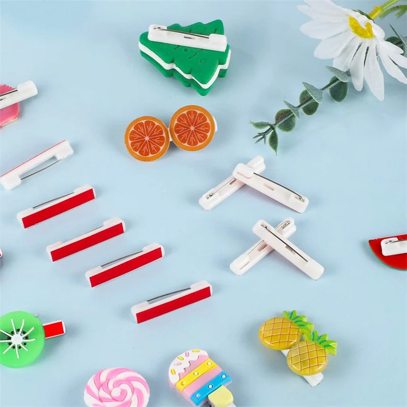 100 Stück Abzeichen Handwerk Kunststoff Kleber Pin Backs DIY selbst klebende Bar Sicherheit Namensschild Aufkleber Etiketten dekorative Stifte Zubehör – Detail 8