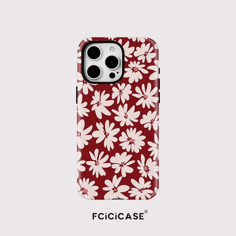 Fashionable Flower Pattern Magnetic Soft Rubber Frame Case with Double-Layer Back Cover