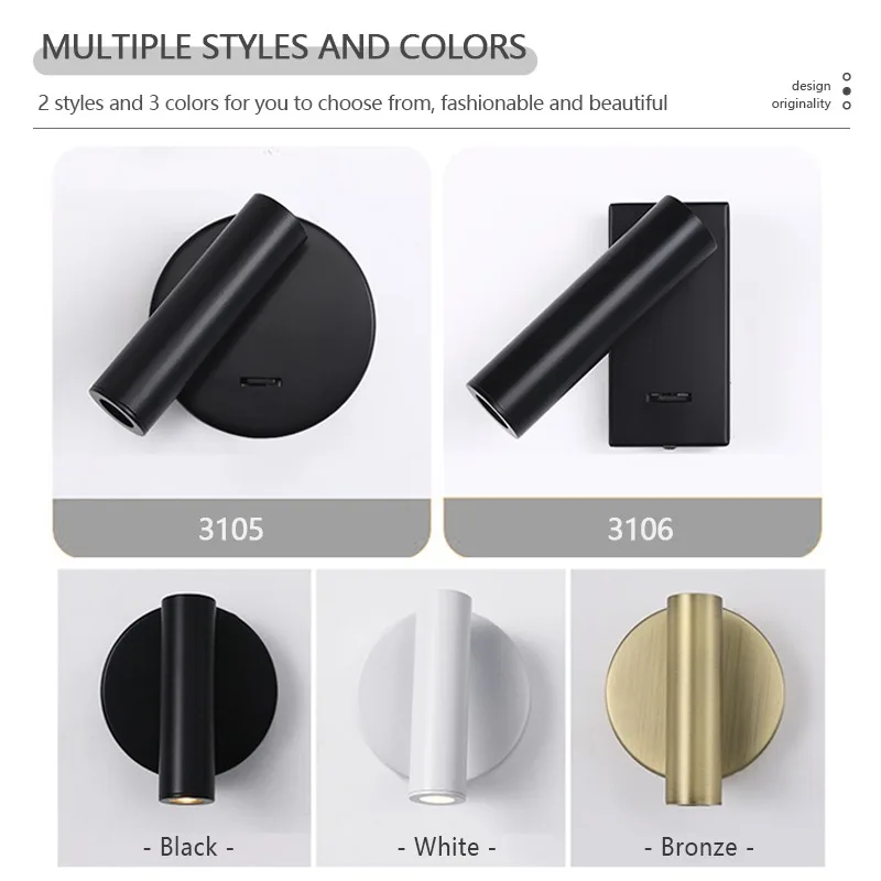 Modern LED Wall Lamp Wall Mounted Living Room Bedroom Bedside Study Reading Light Rotatable Adjustment Home Lighting Fixtures - 2