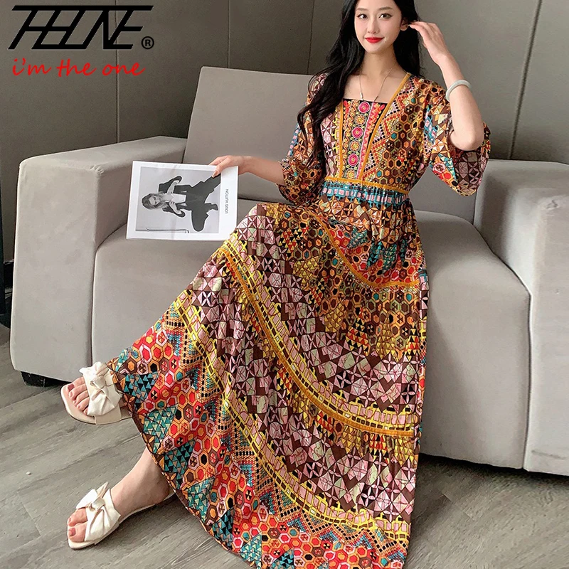 chinese dress ladies Bohemian Beauty 1970s Indian Block Print Maxi Dress – Honeywood