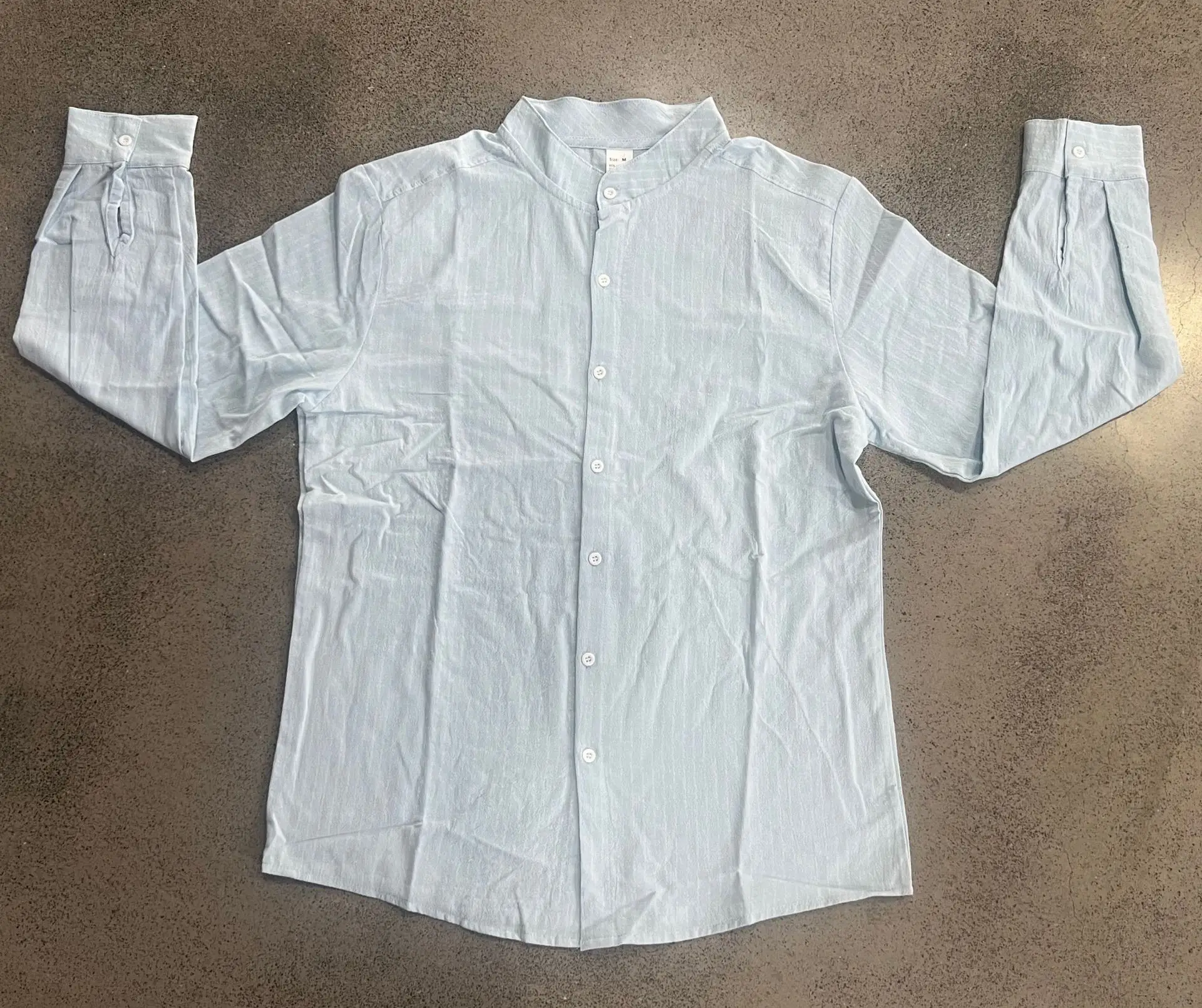 Mens Striped Linen Business Shirt Summer