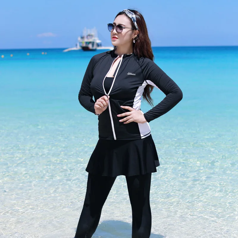 

Plus Large Size Split Sports Diving Suit Fat Mm200kg Female Swimwear Sexy Trousers Thin Jellyfish Long Sleeve Womens Swimsuit