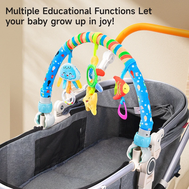 Baby Crib Hanging Rattles Toy Stroller Arch Toys Single Bow Crib Toy Adjustable Stroller Toy Newborns Sensory Activity Toy Gifts - 4
