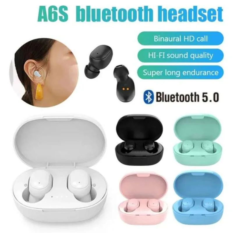Nuovo A6S Tws Auricolare Bluetooth Wireless 5.0 Auricolare Bluetooth Sport Auricolari Auricolare Bluetooth Con Microfono Per Smartphone Xiaomi
