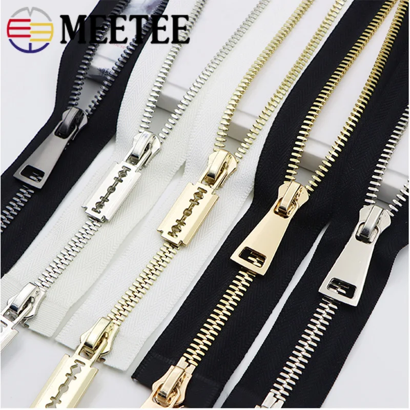 70/80/100cm 8# Metal Zippers Eco-friendly Open-End Zipper for Down Coat  Jacket DIY Sewing Garments Accessories