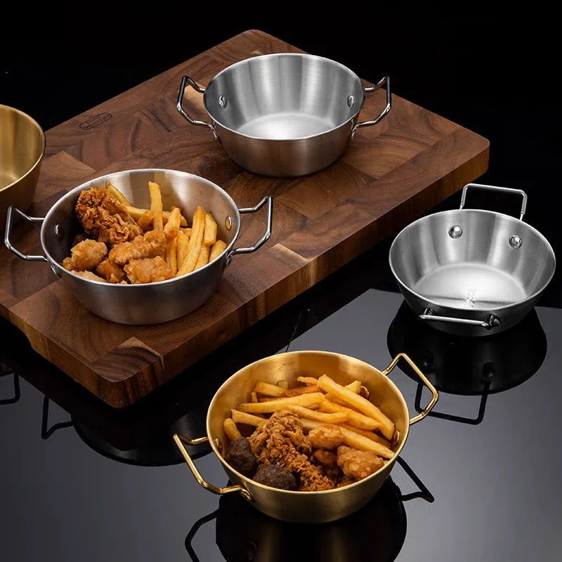 1pcs Stainless Steel Korean Style Pot Golden Sauce Dishes Appetizer Serving Dishes Sets Tray Spice Plates Kitchen Tableware 4