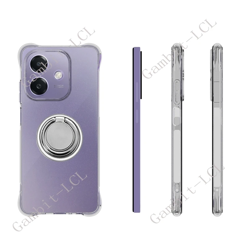 Shockproof Soft Silicone TPU Phone Case with Back Ring Holder Bracket - Original Design