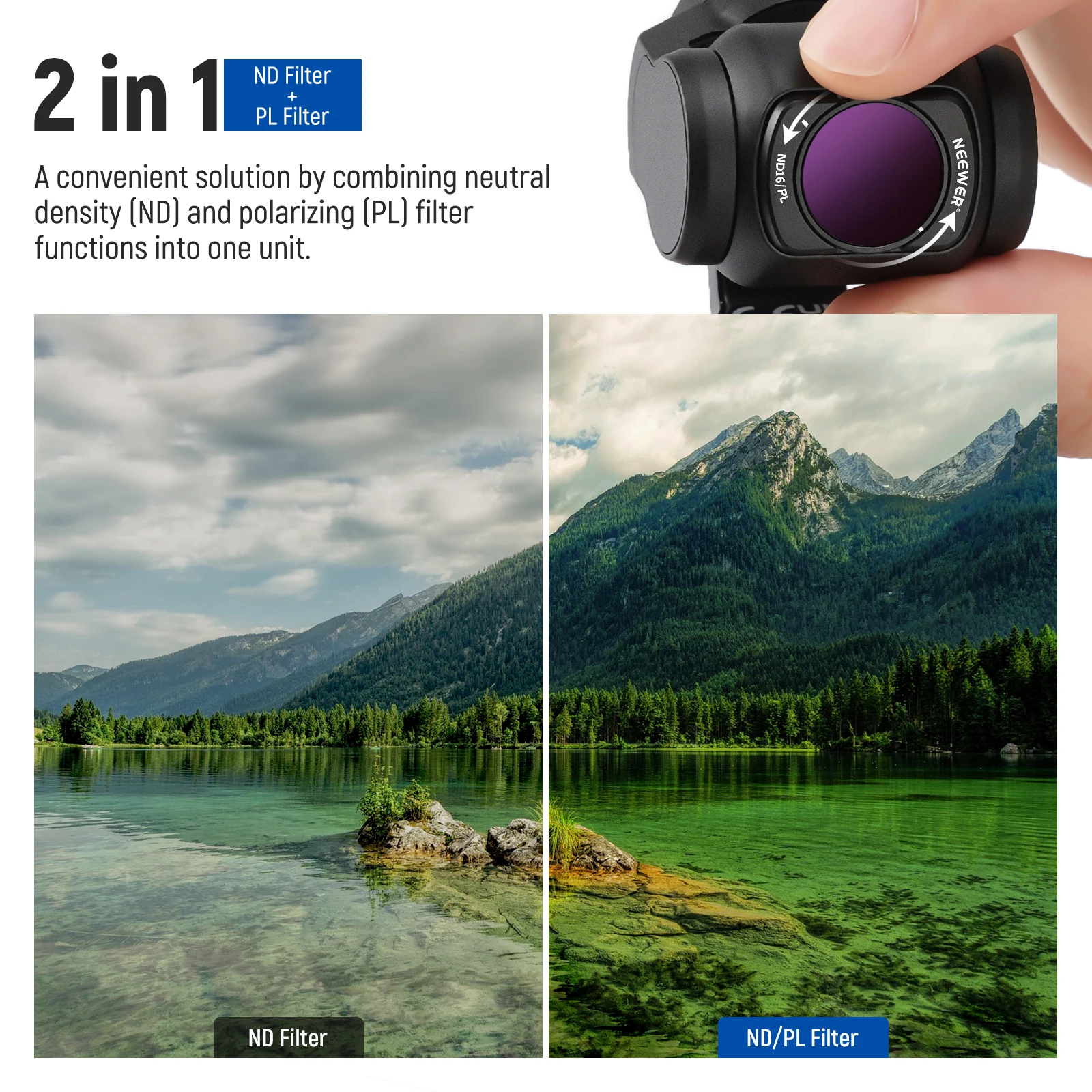 NEEWER Magnetic ND & CPL & Effect Filter Set for DJI OSMO Pocket 3, 14 Pack HD CPL ND8 ND16 ND32 ND64 ND128 ND256 ND1000 ND8 3