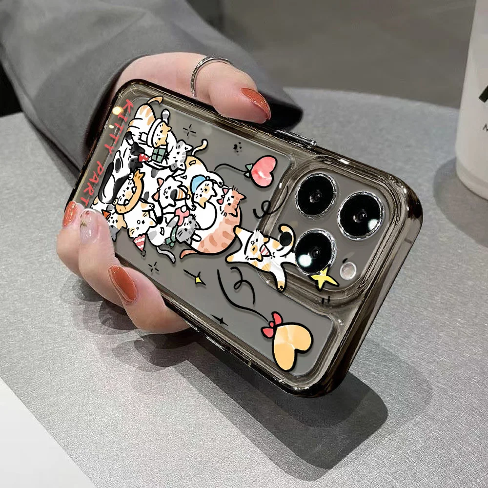 Yimctoie 2 Pezzi Gatto Cover per iPhone 11 Pro MAX 6.5, Cute Cartoon Cat Pusheen Motivo Moda Design Silicone Antiurto AntiGraffio Bumper Protettiva Anime Case, Carino