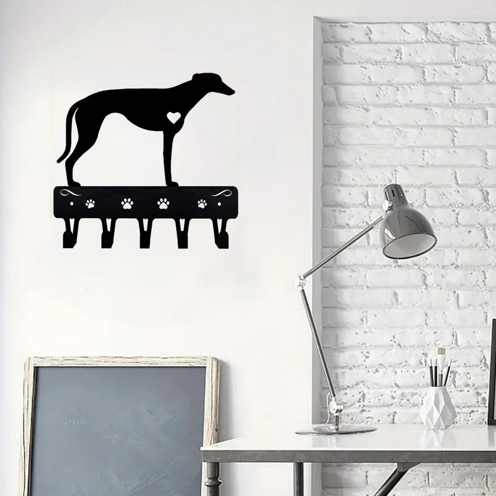 Greyhound Key Holder & Dog Leash Hanger: Decorative Iron Craft for Wall-Mounted Hooks Organizer in Home 3