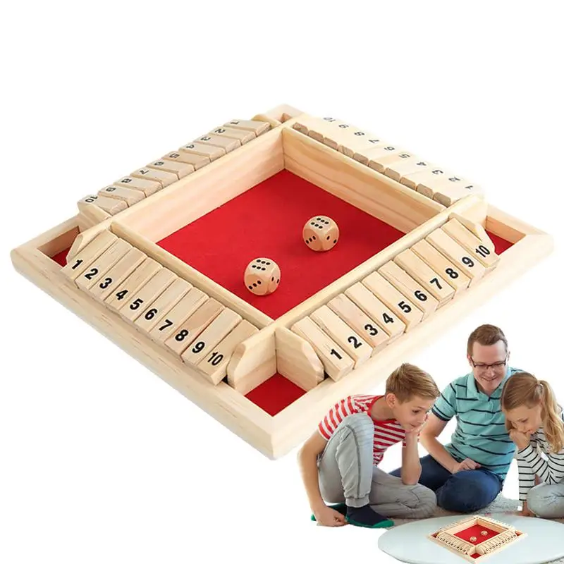 

Деревянные 4-сторонние настольные кости с надписью «Shut The Box» для детей и взрослых