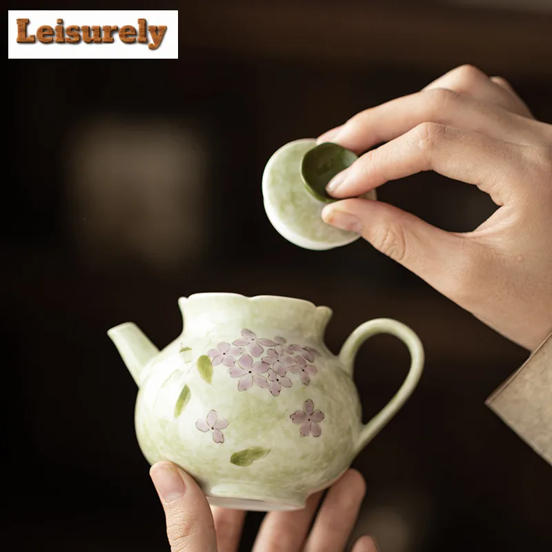 200ml Hand-painted Hydrangea Teapot Zen Tea Infuser Pot Household Tea Maker Kettle with Strainer Chinese Tea Set Supplies Gift