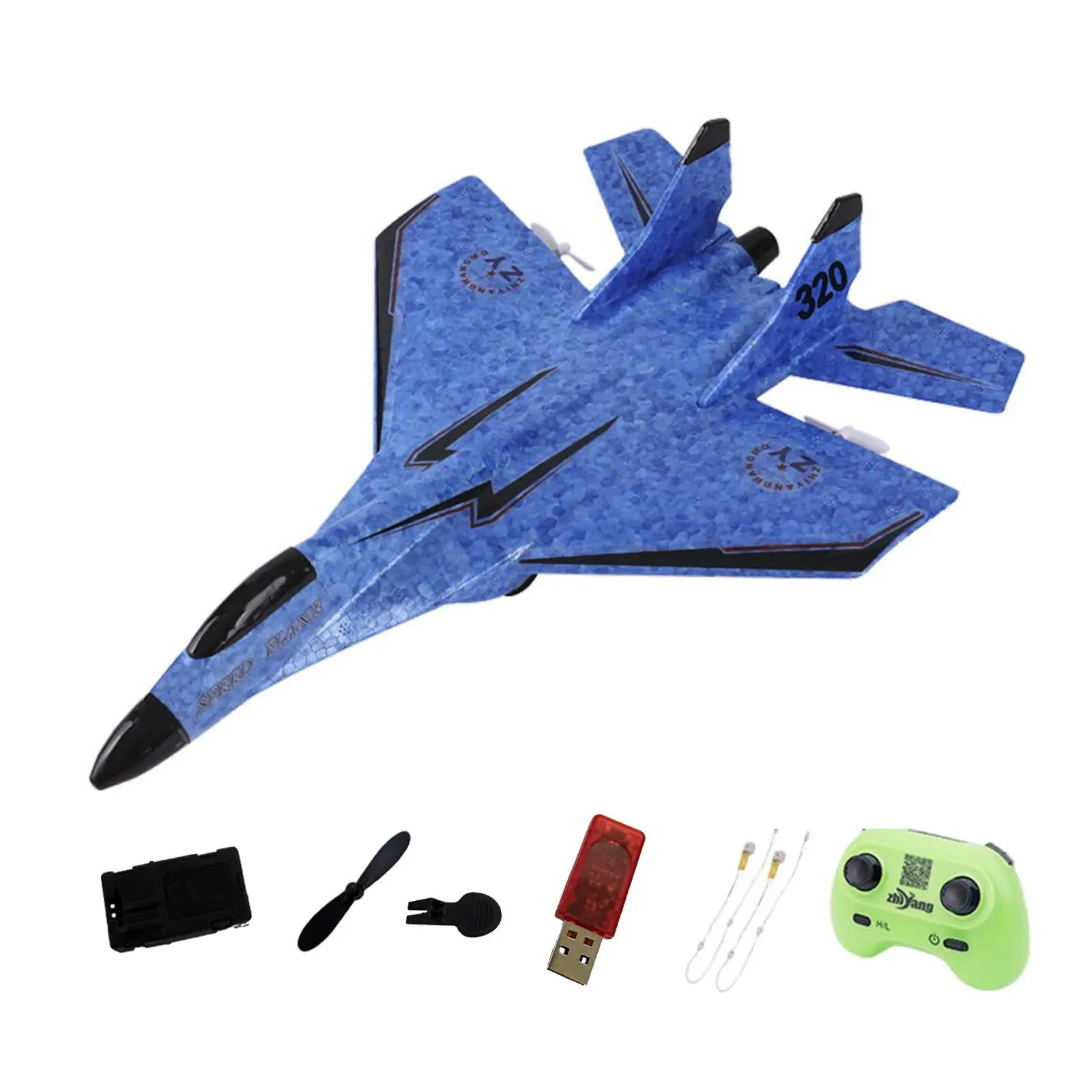 Fixed Wing Aircraft 2 Channels with Flash Light Jet Fighter Anti Falling RC Glider Easy to Fly for Kids and Adults Outdoor Toys