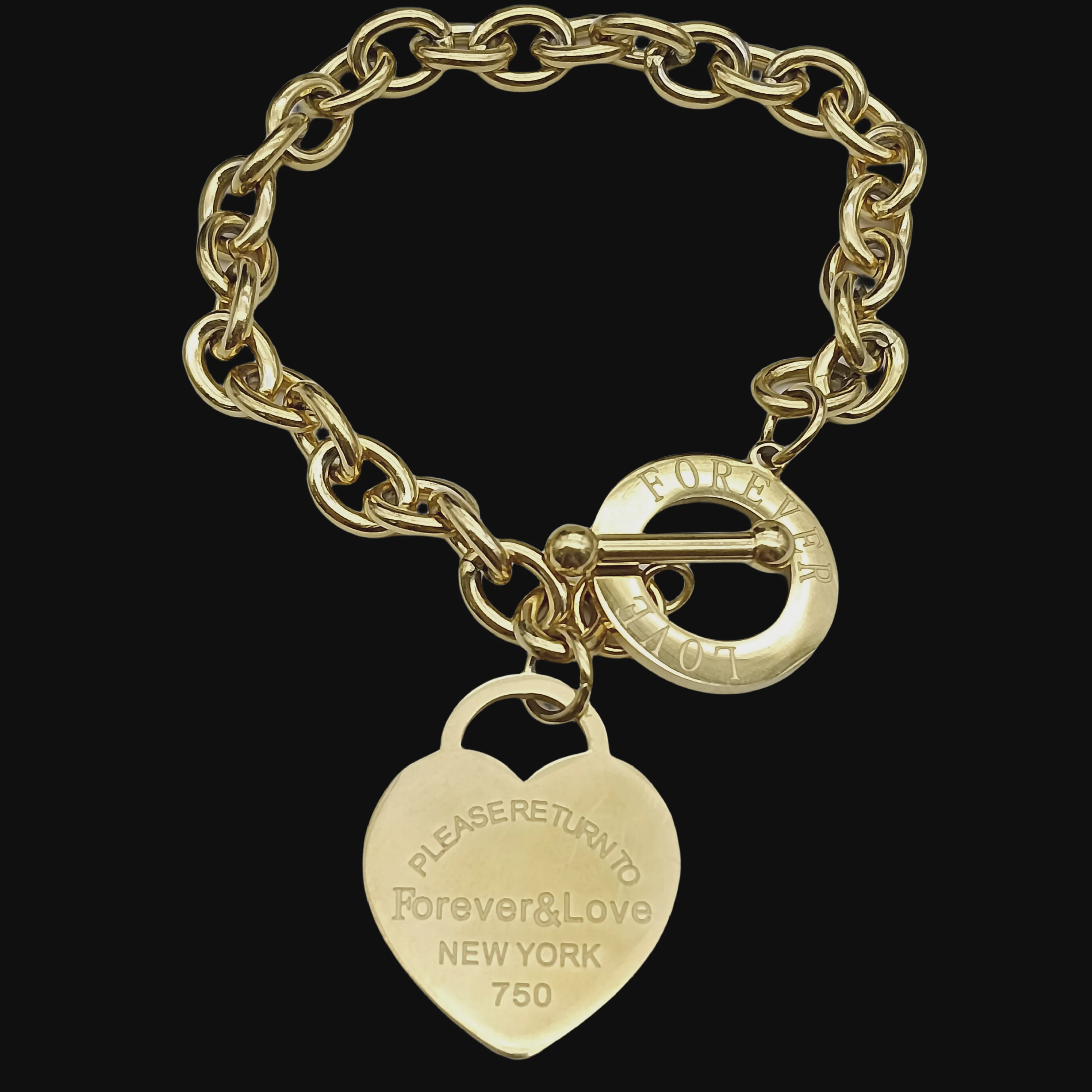 

Fashion Jewelry Peach Heart Circle OT Buckle Heart shaped Bracelet Hip Hop Forever Stainless Steel Bracelet