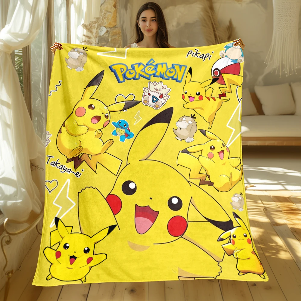 Pokemon Blanket Cute Cartoon HD Flannel Fluffy Throw Camping Blankets for Children Sofa Throw Thin Blanket Modern Fashion Gift 4