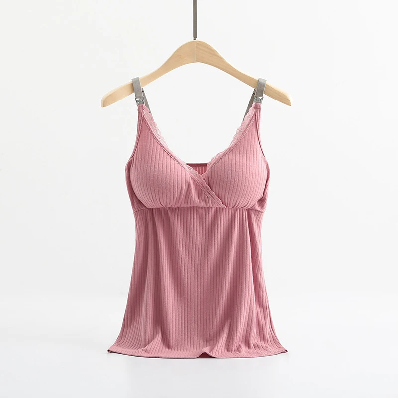 Maternity Tank Tops Maternity Tank Top Pregnant Modal Breastfeeding Sling Vest Women Removable Bra Nursing Camisole Top Maternity Clothes Suspender Skirt L301