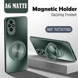 Enhanced Matte Magnetic Ring Stand Case with 360° Rotation for Magsafe - Protective Back Cover with Holder (Green)