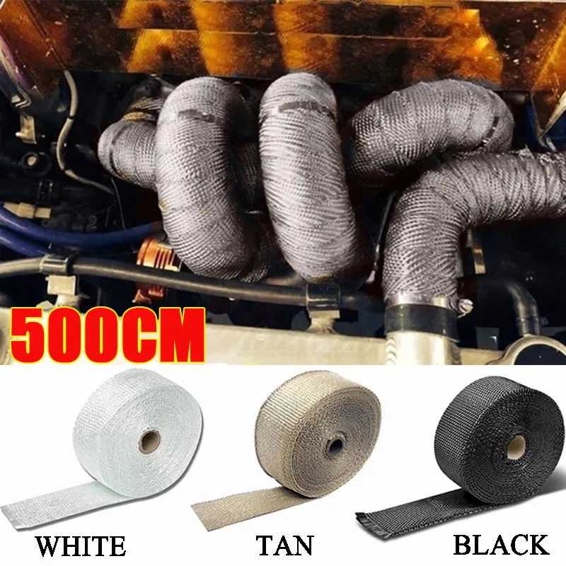 500CMMotorcycleExhaustWrapRollFiberglassHeatShieldExhaust