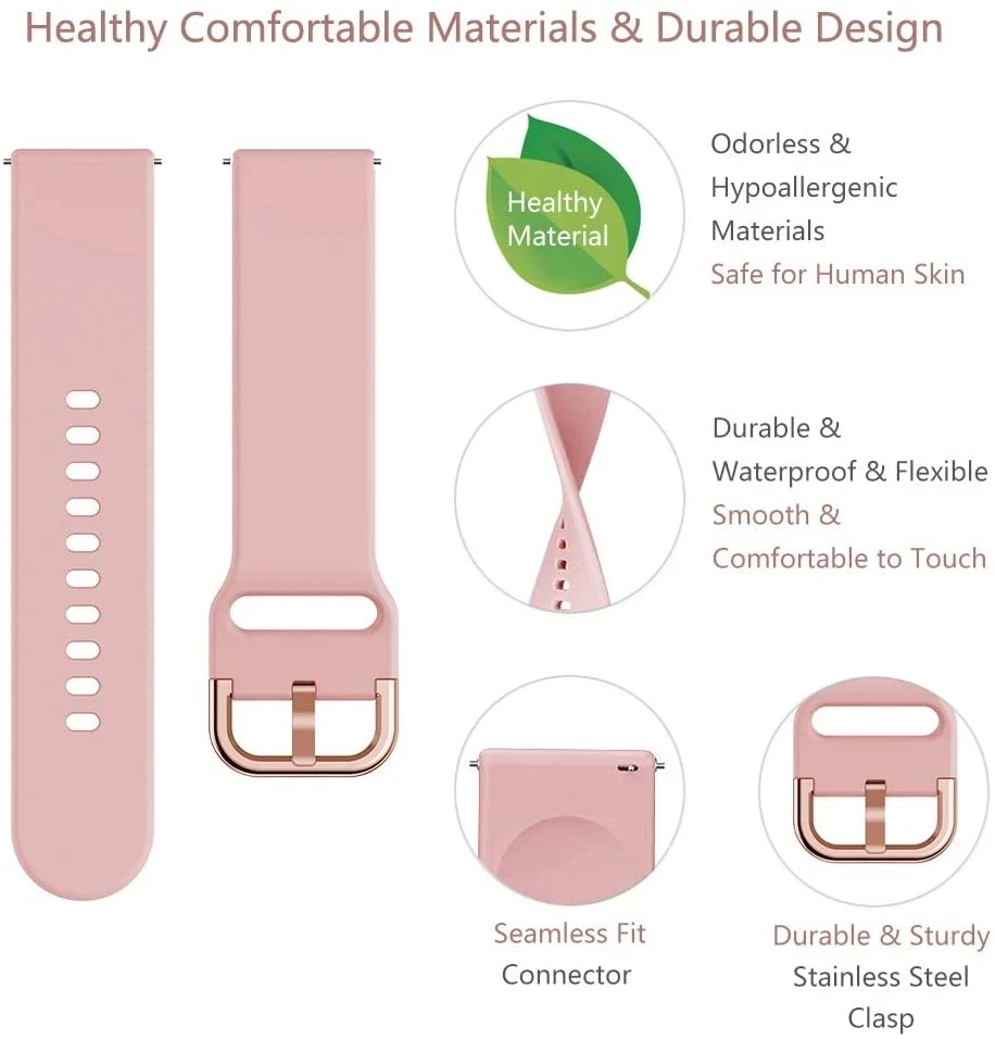 Silicone Wristband Bracelet - 20mm Watch Band Accessory