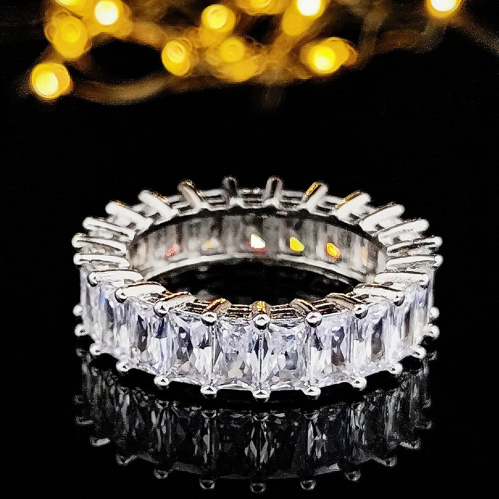 패션 브랜드 영원의 반지  Moissanite cz 약혼 웨딩 밴드 반지 여성을위한 남성 손가락 파티 쥬얼리
