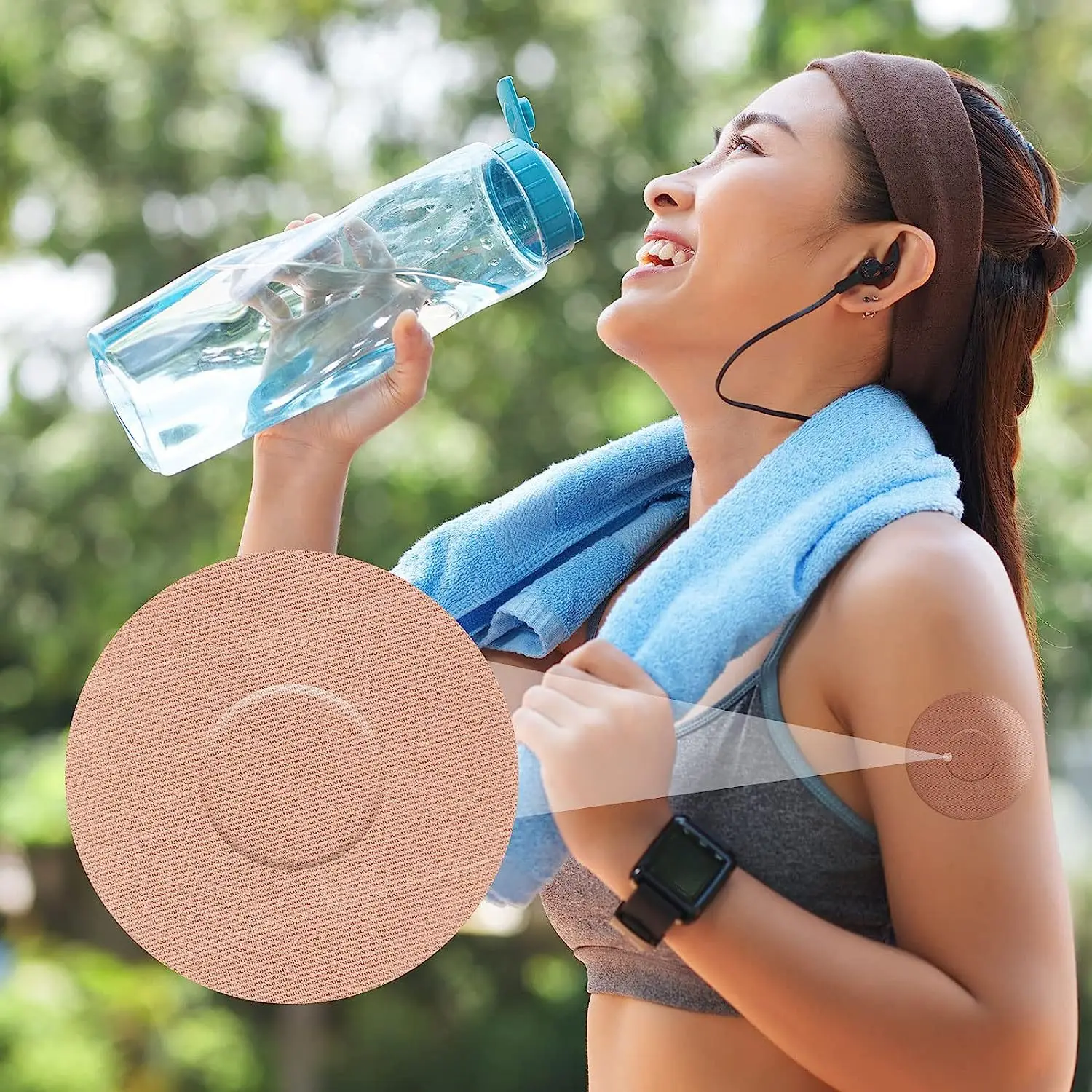 Instant Dynamic Blood Glucose Meter Sensor Universal Breathable Waterproof Fixing Sticker Round Skin Color 50 Pieces - Image 2