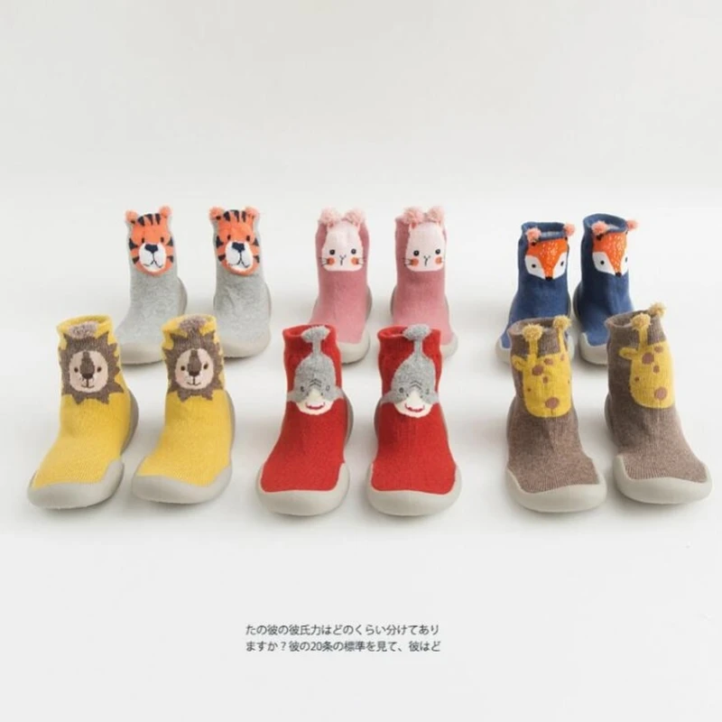 New Spring Baby Toddler Shoes Baby  Shoes Non-slip Fox Tiger  Thickening Shoes Sock Floor Shoes Foot Socks Animal Style Tz05