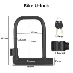 Portable Anti - Theft Bicycle U - Lock for Road and Mountain Bikes (Black)