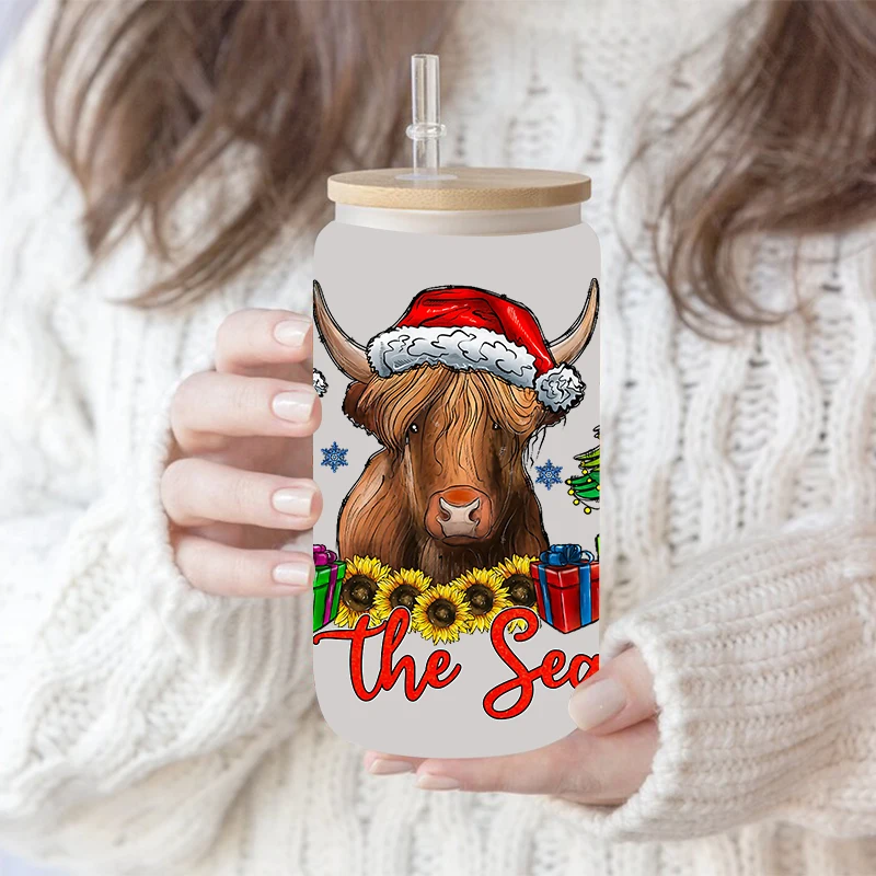 UV DTF Snowman, koala Transfer Happy Juice Printed Sticker For The 16oz Libbey Glasses Wraps Bottles D4023