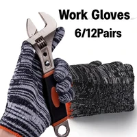 6/12Pairs Work Gloves Stain Resistant Car Maintenance Outdoor Camping Climbing Knitting Breathable Protection Work Gloves 1