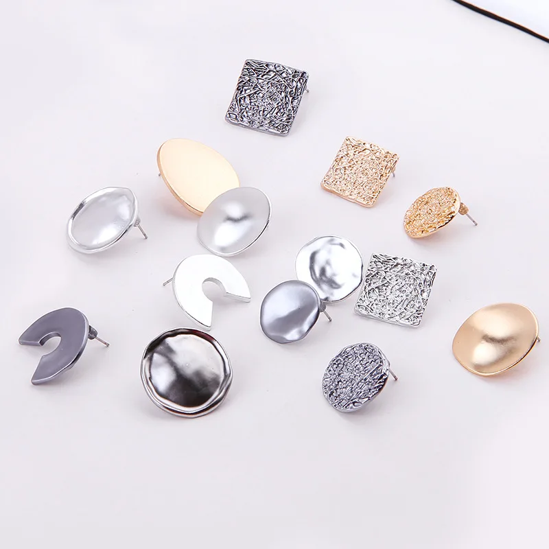 

10pcs Silver Color Earrings Connectors Round Irregular Earring Base Diy Earring Settings for Handmade Jewelry Making Findings