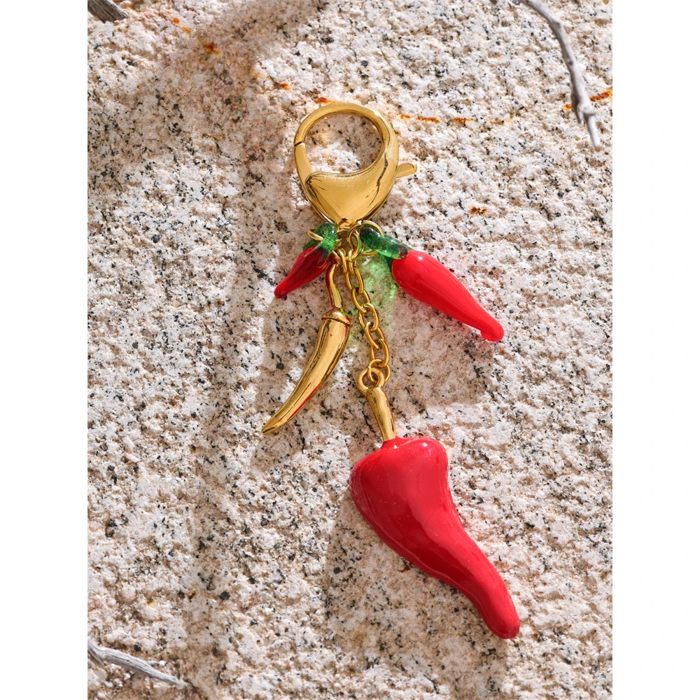 Yhpup Chilli Key Chains Stainless Steel Girls Handbag