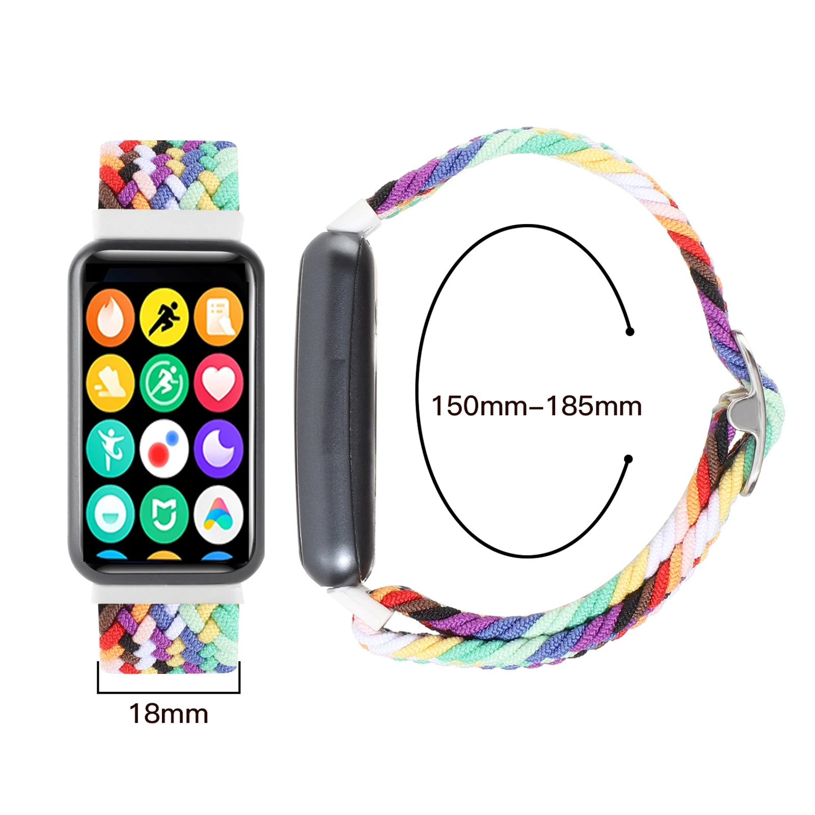 Adjustable Braided Nylon Sport Strap - Elastic Solo Loop Bracelet in Multiple Colors