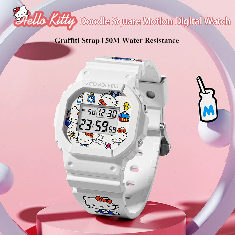 

Sanrio Sports Watches Hellokitty My Melody Kuromi Cute Waterproof Electronic Middle School Watch Student Birthday Gift For Girl