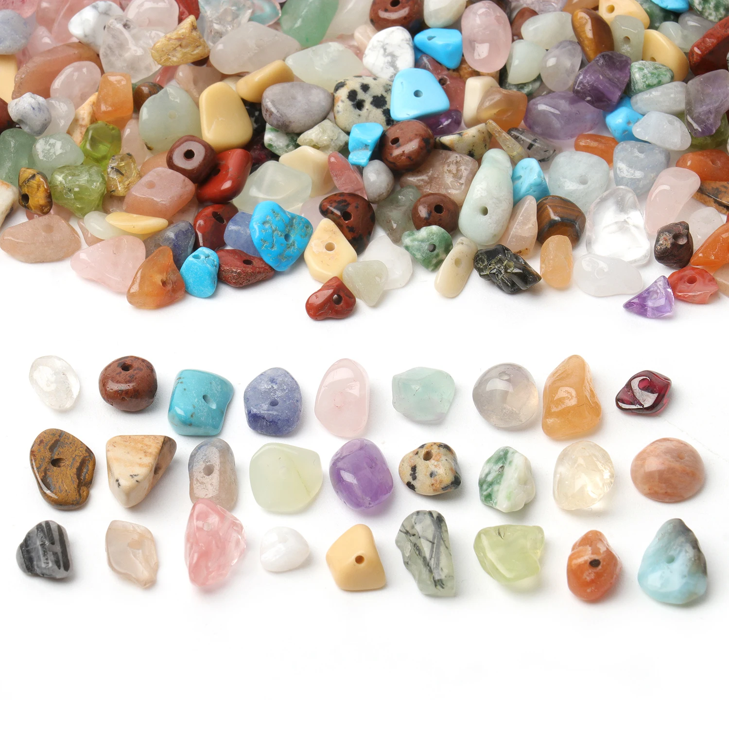 5-8mm Natural Stone Chips Gravel Beads Kits Irregular Mixed Quartz Tiger Eye Agate Bead Sets for Jewelry Making DIY Accessories 2