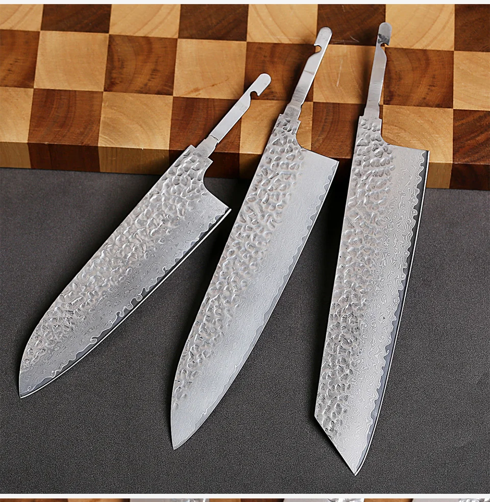 Damascus Steel VG10 Chef Knife Blank - Hand Forged Kitchen Knife Making Tool