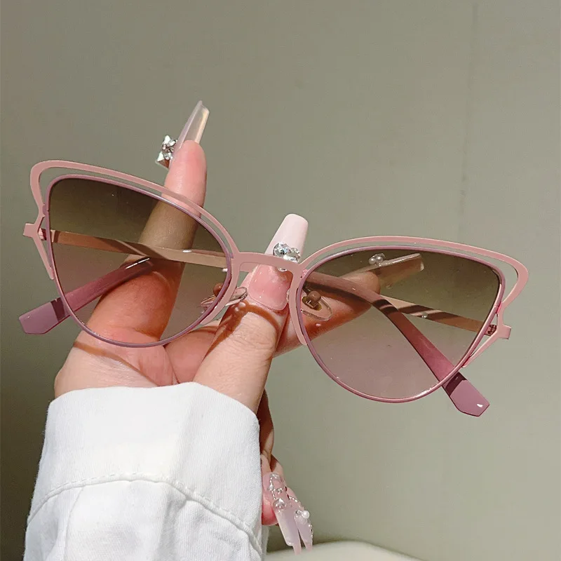 Vintage-Brille mit ausgehöhltem Rahmen, Anti-Blaulicht-Brille für Damen, neue Mode, Patchwork-Cat-Eye-Brille, Rahmen, Sonnenbrille – Detail 29