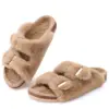 Crestar Women Fuzzy Slippers with Cork Footbed Fluffy Slide Sandals Open Toe Indoor House Shoes Arch Support Adjustable Slippers 1
