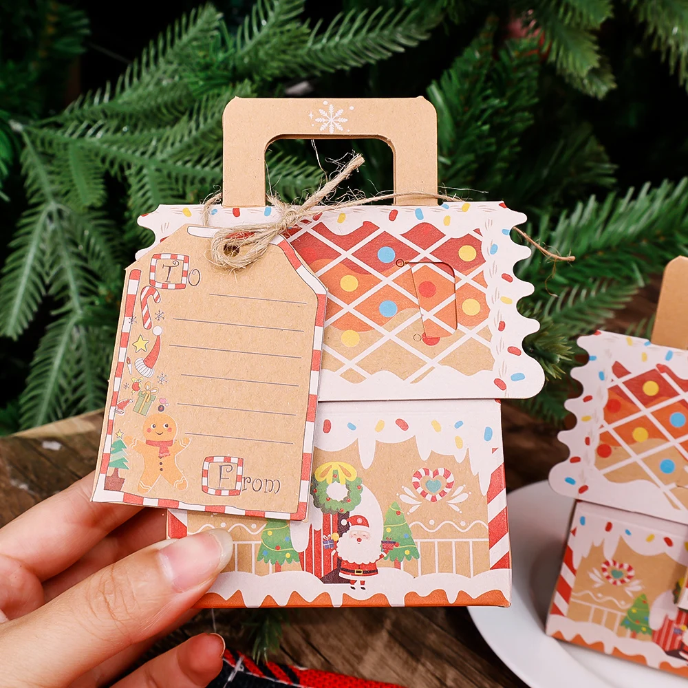 Description Picture 5 of item20/1Pcs Christmas House Shape Candy Box Gift Bags DIY Cookie Candy Packaging Boxes Home Party Decoration Christmas Tree Pendants