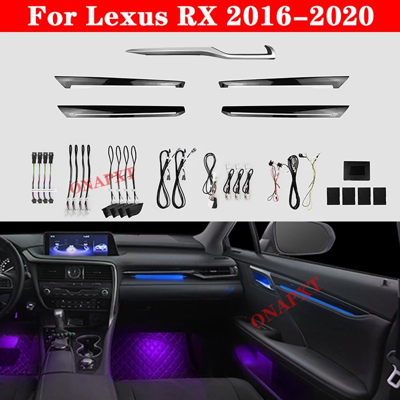 64 Colors Set For Lexus RX 2016-2021 Original Car Button Control Decorative Ambient Light LED Atmosphere Lamp illuminated Strip