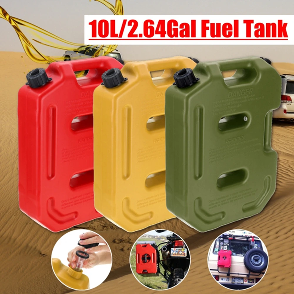 10L Litrer Black Jerrycan 플라스틱 연료 탱크 예비 가솔린 오일 Jerry Can 자동차 오토바이 ATV SUV UTV 가솔린 저장 탱크 Jerrycan