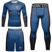 New MMA BJJ Rashguard Suit For Adult Male Muay Thai No Gi Grappling Long Sleeve+Pants Kickboxing Jersey+Shorts Sports Rashguards 1