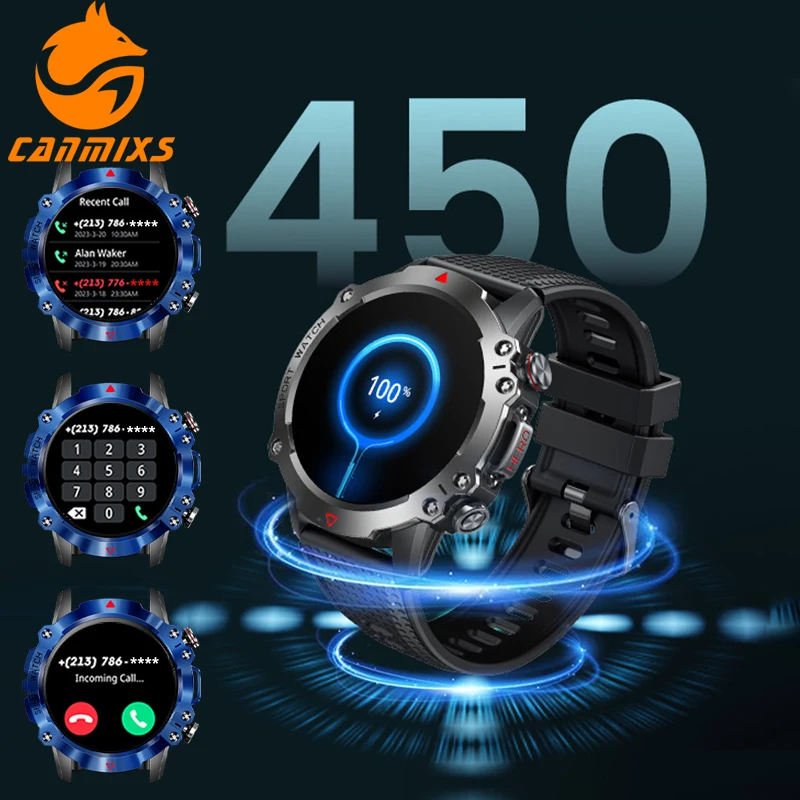 CanMixs 무선 통화 스마트워치, 건강 모니터링, 450mAh 방수 스마트 알림, 스마트 워치 여성