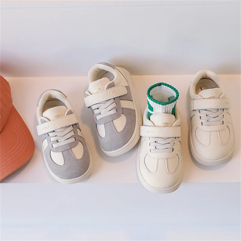 

2024 New Spring Baby Shoes For Boys Leather Children Casual Shoes Soft Sole Flats Outdoor Tennis Fashion Toddler Gilrs Sneakers