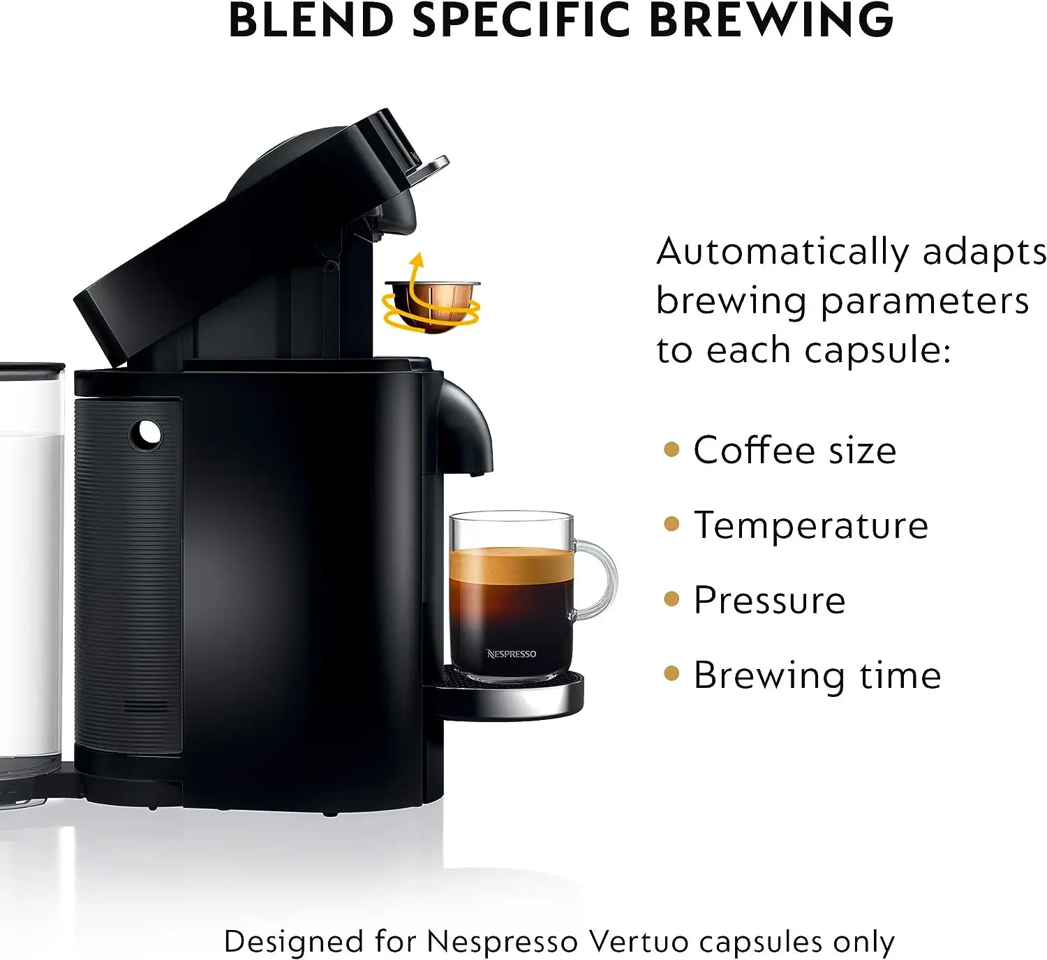 Nespresso Vertuo Coffee and Espresso Machine by De'Longhi, Piano Black