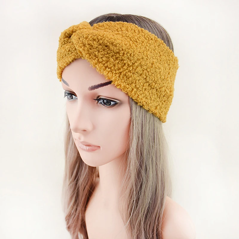 

Warm Cashmere Headband Woolen Knitted Cross Hair Bands Twist Stretch Headwrap Fluffy Ear Warmer Turban Hair Accessories Newest