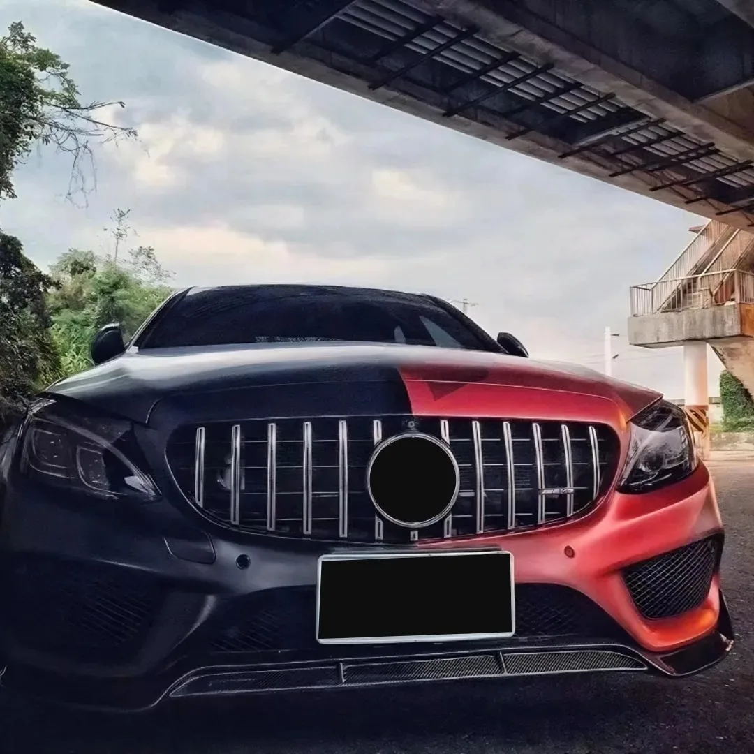フロントグリル ブラック メッシュデザインw205 amg GT Racing Front Hood Grille Mesh for Mercedes Benz C Class W205
