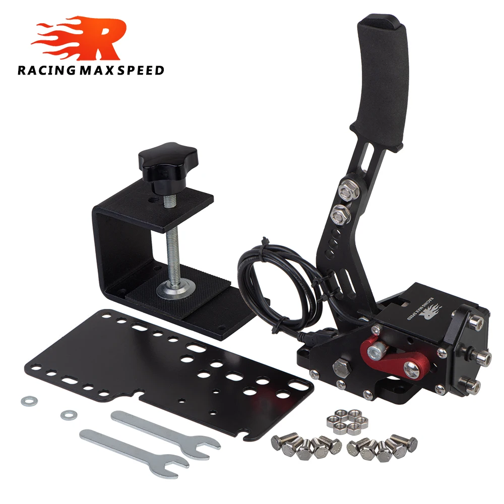 SIM 레이싱 게임용 검정색 알루미늄 USB 핸드브레이크 Logitech G25/G27/G29 T500 FANATEC DIRT RALLY Horizon(고정 플레이트 및 클램프 포함)