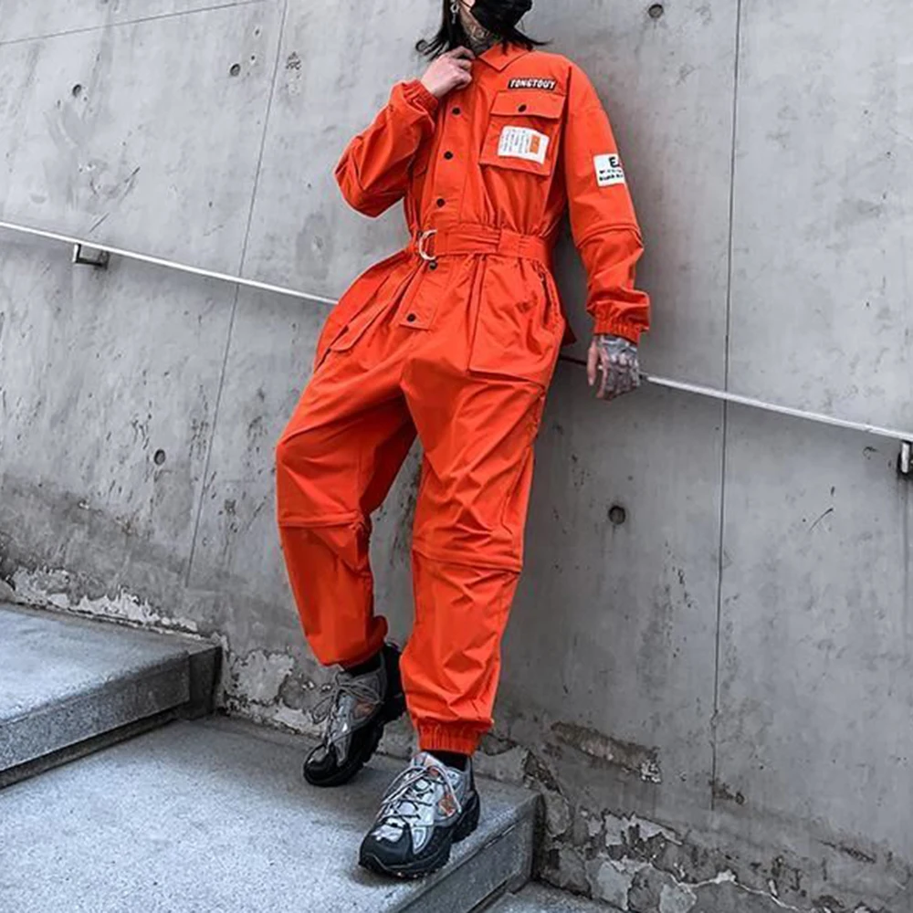 2023 Autumn Street Short Sleeve American Jumpsuit Men's Jumpsuit Suit Motorcycle Removable Pants Hip-Hop Leg Pants